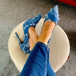 Distressed Denim High Heels